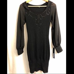 Xoxo Sweater dress with sheer sleeves